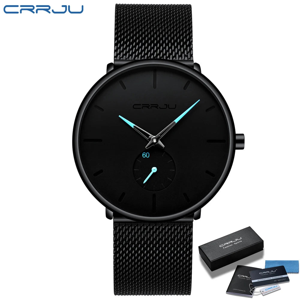 Luxury Mens Quartz Watch - Slim Stainless Steel Mesh Waterproof Design