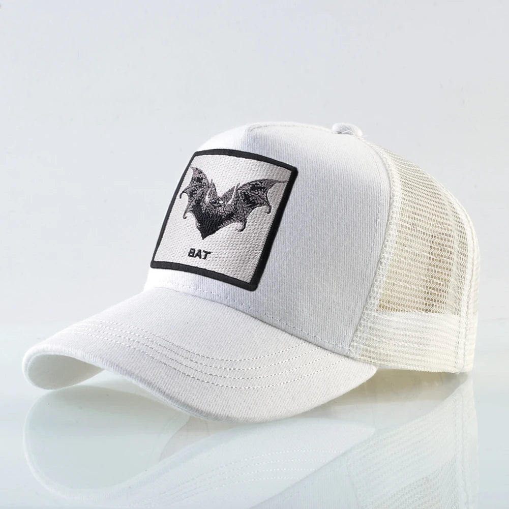 Bat Embroidery Baseball Cap - Premium Snapback Trucker Hat
