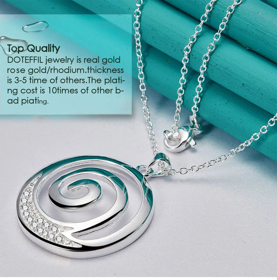 Elegant Zircon Pendant Necklace - Sterling Silver Charm