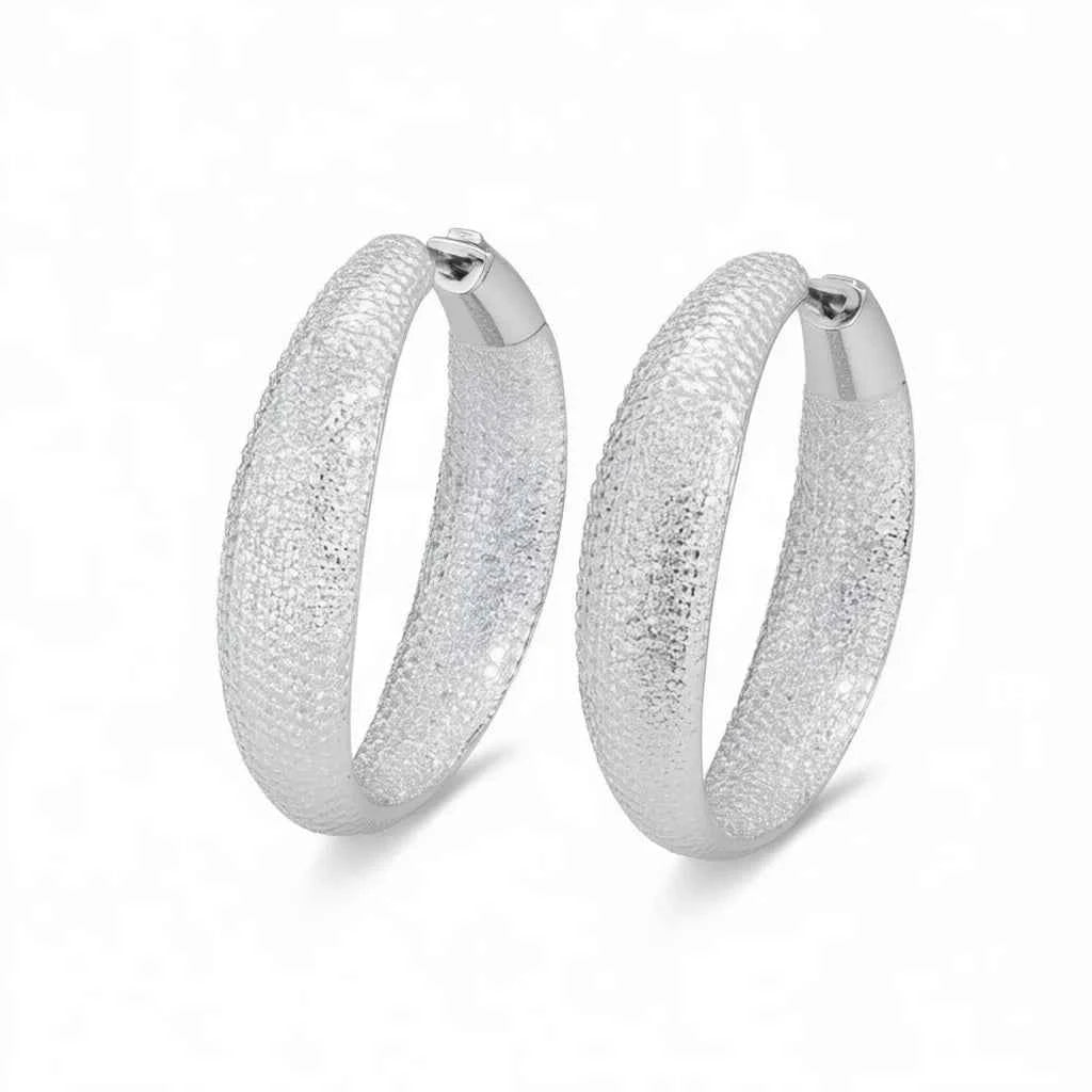 White gold hoop earrings - classic 30mm hoops with polished finish