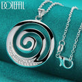 DOTEFFIL AAA Zircon Round Spiral Pendant 925 Sterling Silver Necklace 16-30 Inch Chain For Woman Man Charm Wedding Jewelry
