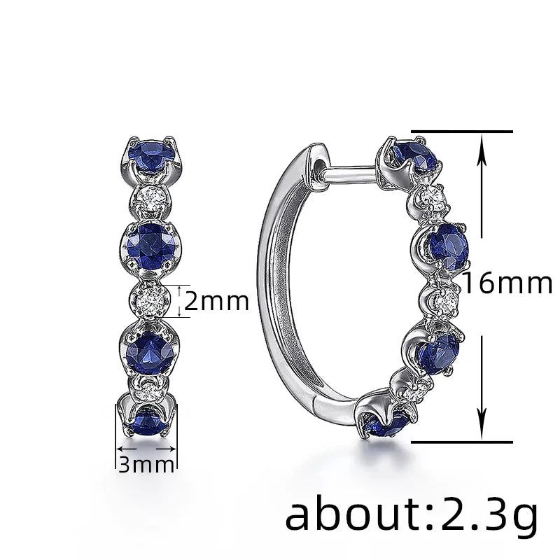 Elegant White Gold Hoop Earrings with Zircon - 925 Sterling Silver