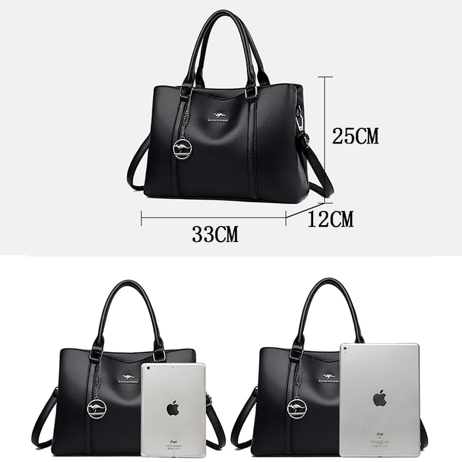 Luxury Leather Shoulder Bag - Elegant Crossbody Tote