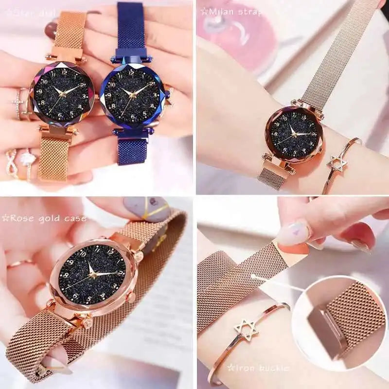 Elegant Magnetic Starry Sky Watch - Women's Quartz Wristwatch