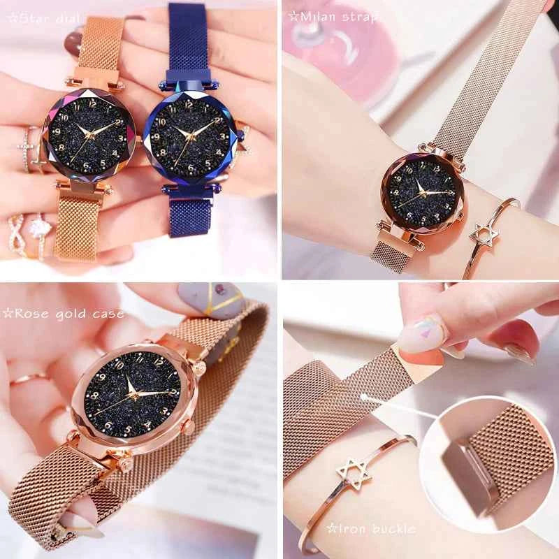 Elegant Magnetic Starry Sky Watch - Women's Quartz Wristwatch