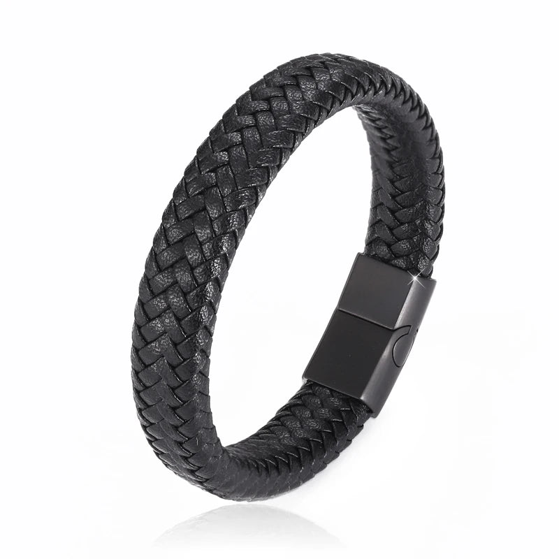 Premium Braided Leather Bracelet with Magnetic Clasp