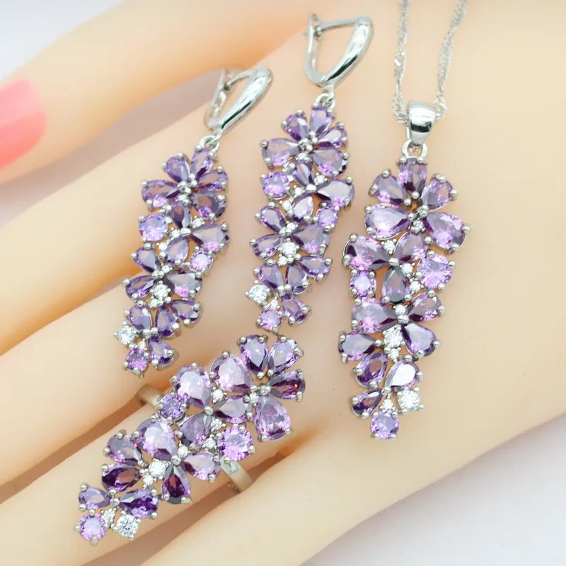 Luxury Multi Color Zirconia Wedding Jewelry Set