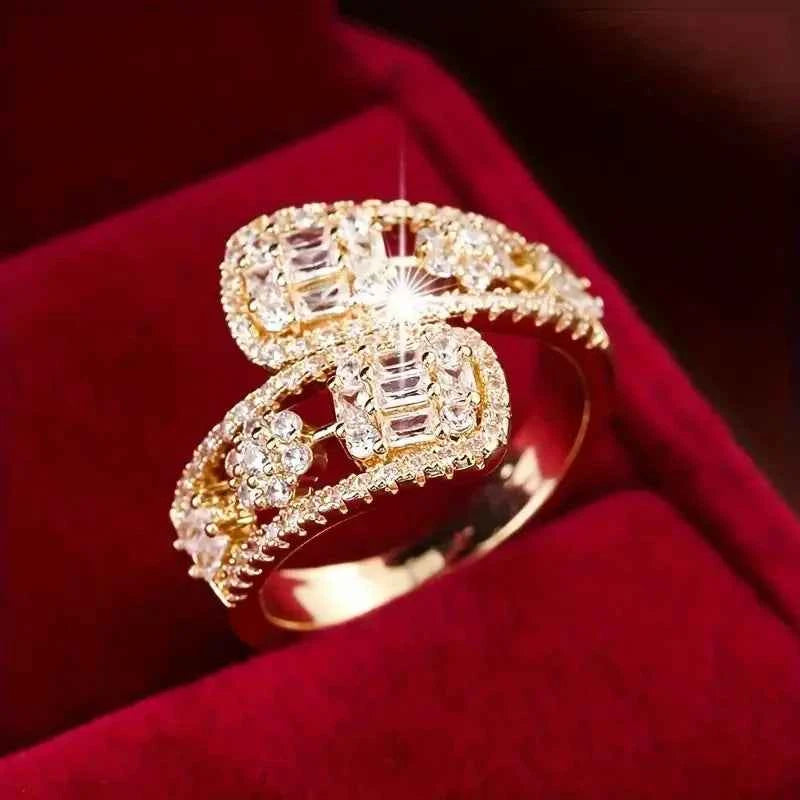 T0808 Women's White Gold Emerald Cut Diamond Engagement Ring With Natural G Color Diamonds