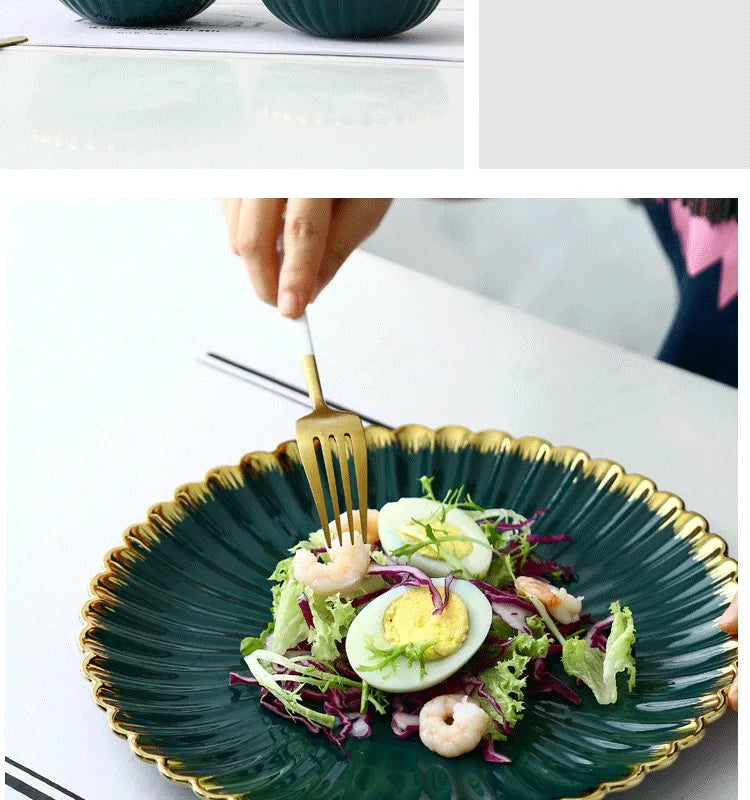 Elegant Vintage Ceramic Dinnerware Set - Gold Rim Design