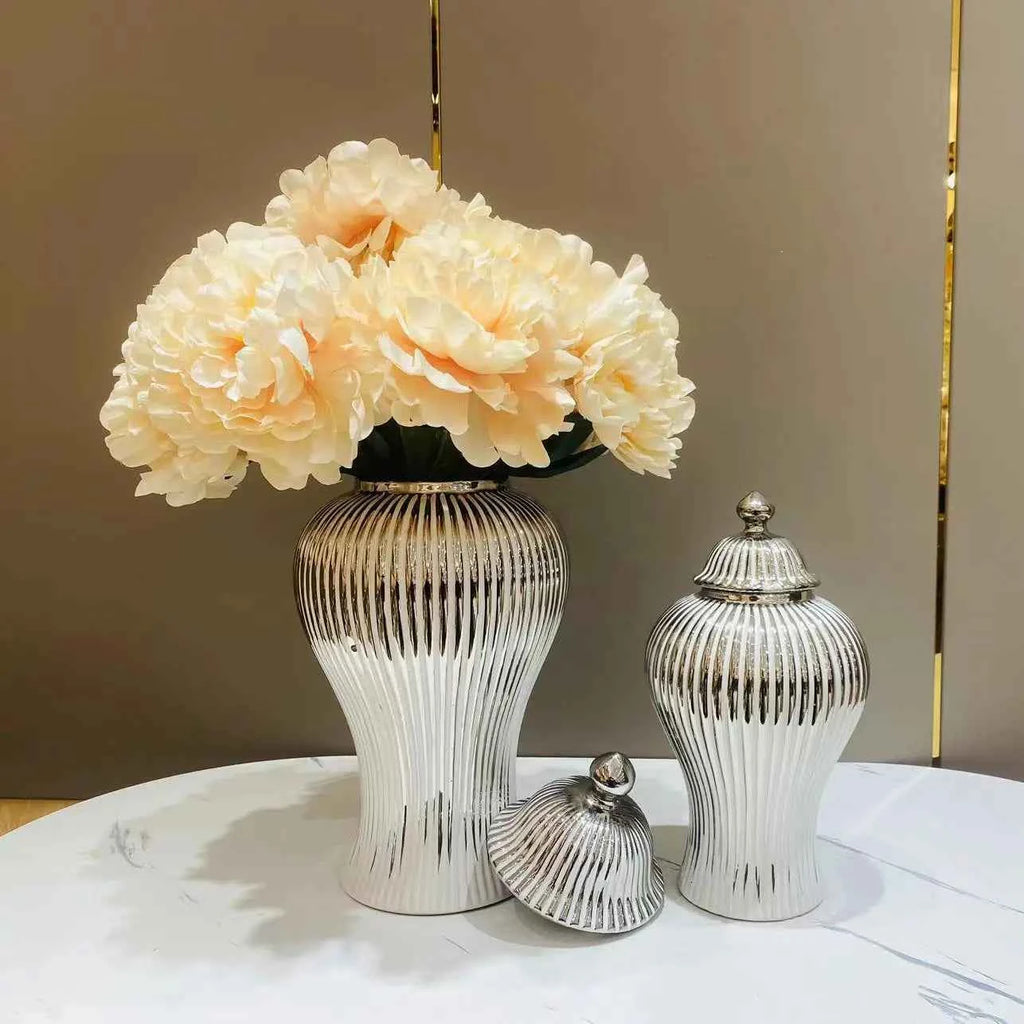 Ceramic Flower Vase - Light Luxury European Tabletop Vase & Storage Jar - Tulique