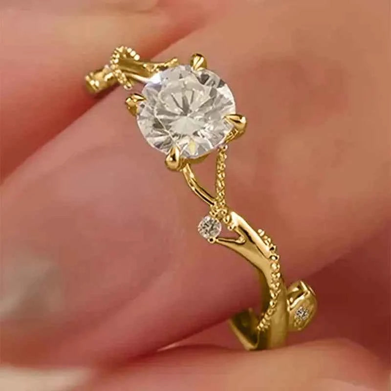 H363 Diamond Ring White Gold Round Brilliant Cut Natural Diamond Engagement Women's Jewelry G Color Side Stones