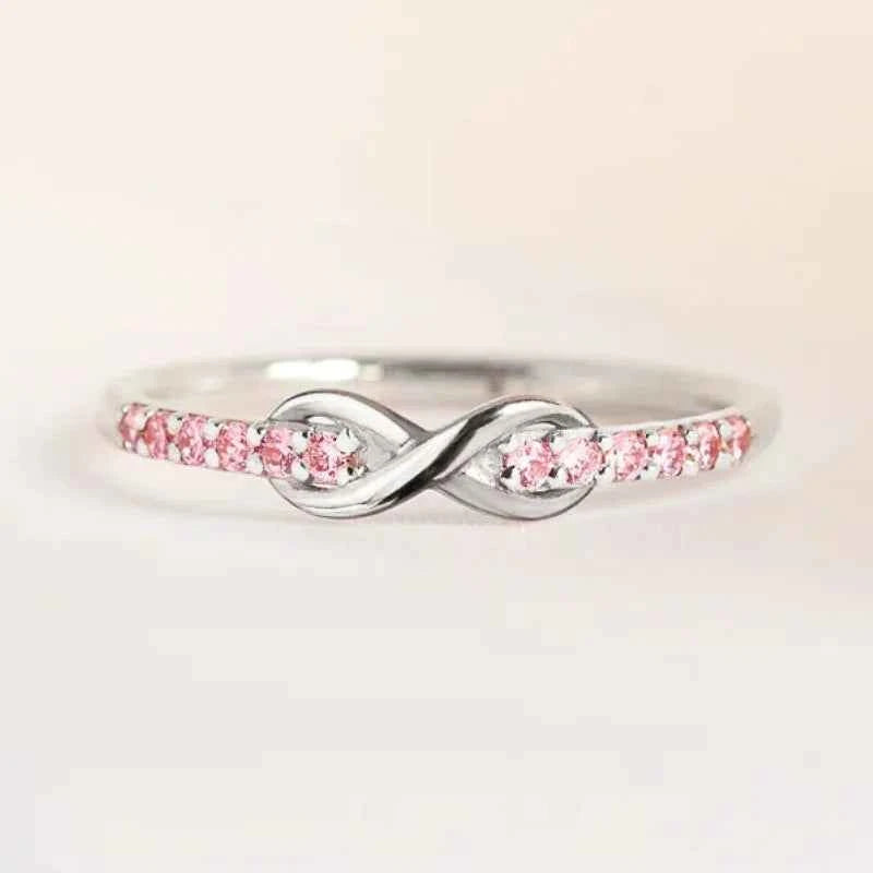 Q338 Infinity Moissanite Eternity Band Women's Engagement Ring Rose Gold Round Brilliant Cut Channel Setting