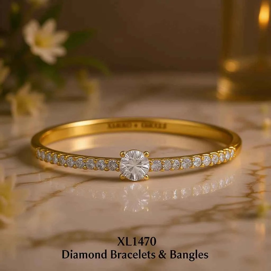 Xarvio Chicoes Diamond Bracelet Yellow Gold Round Brilliant Cut D Color Natural Diamonds Women's Classic Engagement Jewelry