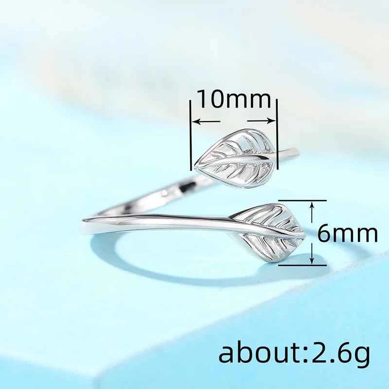 T0172 Leaf Design 925 Silver Plated Ring Classic Unisex Fashion Jewelry Gift For Women Men