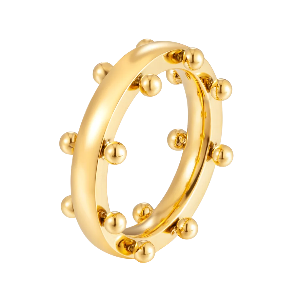 Luxury Stainless Steel Mini Ball Ring - Gold Vintage Finger Ring