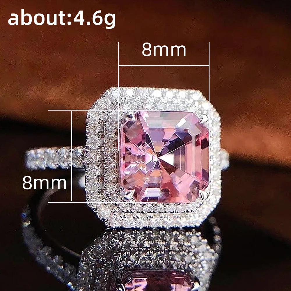 Elegant Princess Cut Pink Diamond Halo Engagement Ring