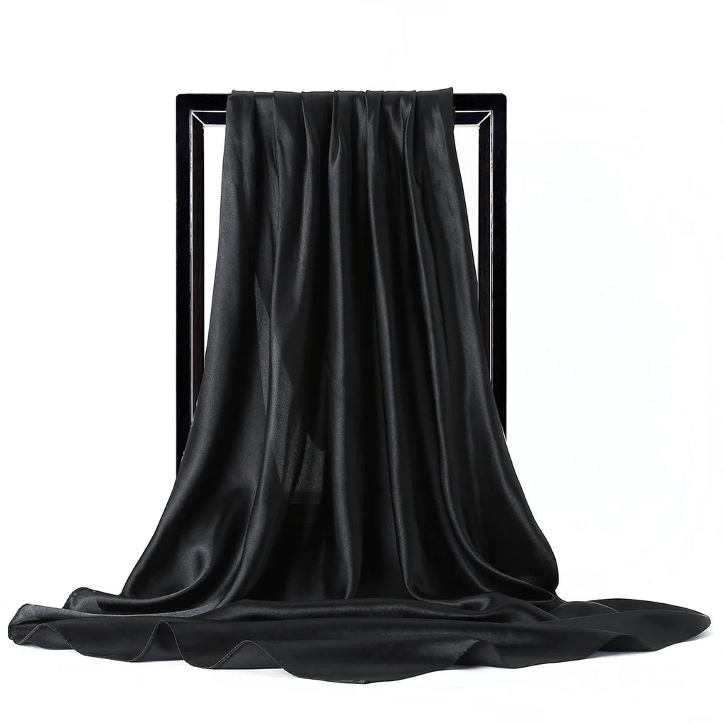 Luxury Silk Scarf - Elegant Solid Satin Shawl & Hijab