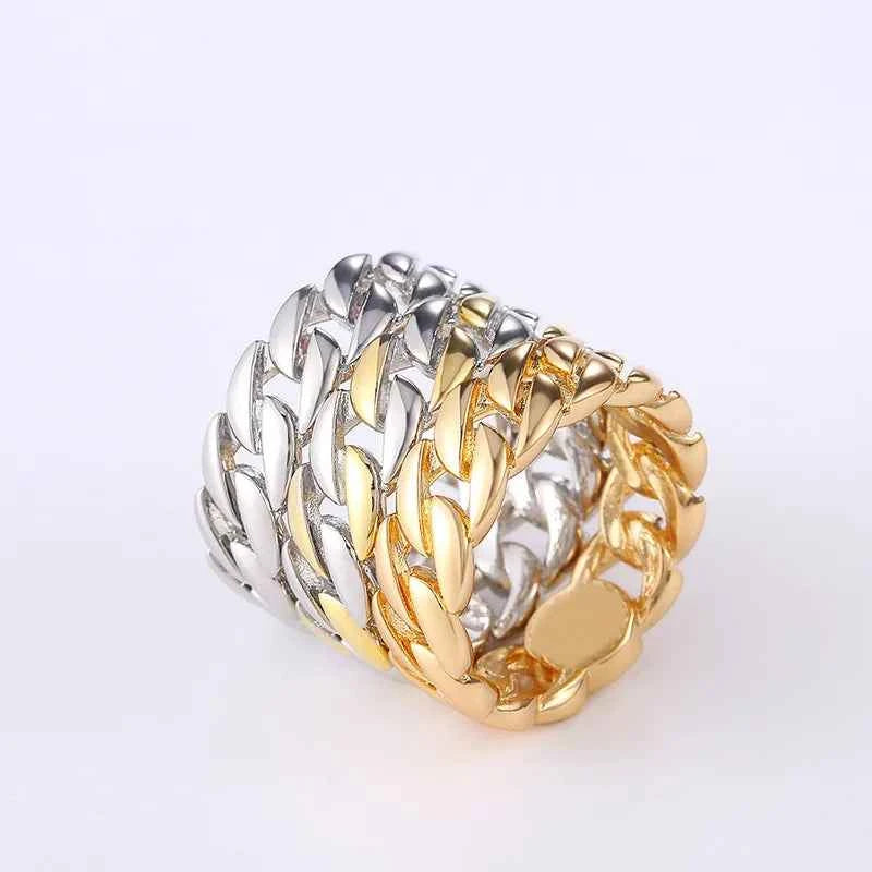 H179 Fashion Rings Alloy 18K Gold Plated Unisex Chain Design Gift Jewelry