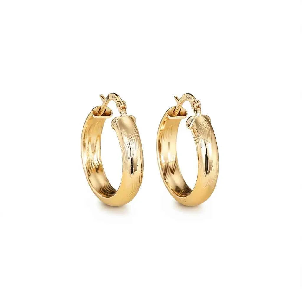 18k gold plated hoop earrings - classic unisex design with shiny gold finish on lightweight alloy