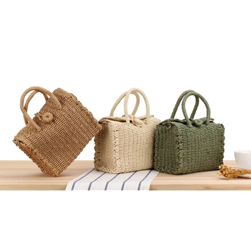 Elegant Straw Beach Bag - Handmade Bohemian Tote