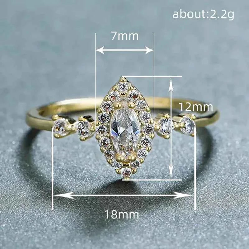 Q910 Women's 18K Gold Filled Marquise Cut Diamond Engagement Ring with Natural G Color and Side Diamonds-Trendy Design