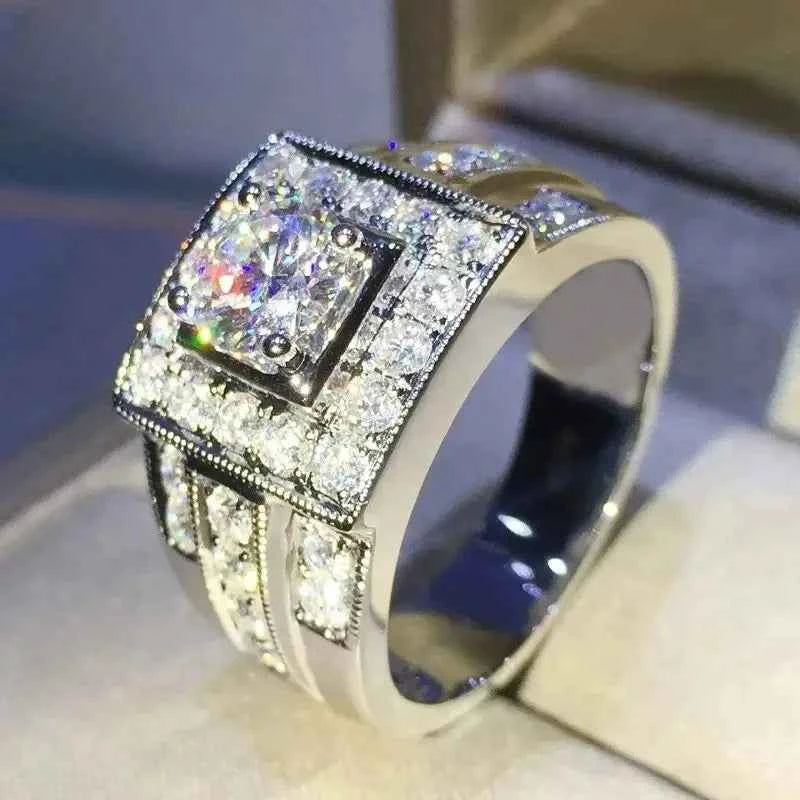 Princess cut engagement ring - white gold with D color diamond center stone