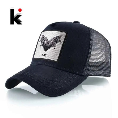 Bat embroidery baseball cap - stylish black snapback trucker hat for men and women