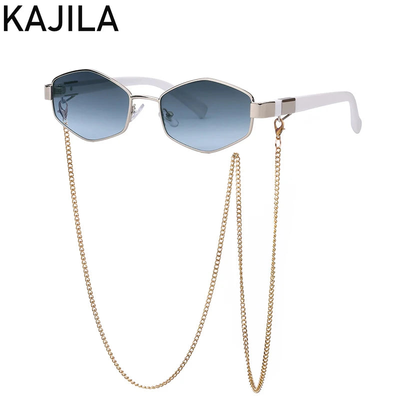 Luxury Hexagon Sunglasses with Chain - Designer Shades