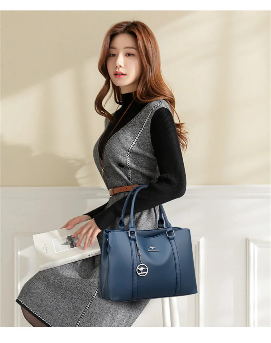 Luxury Leather Shoulder Bag - Elegant Crossbody Tote