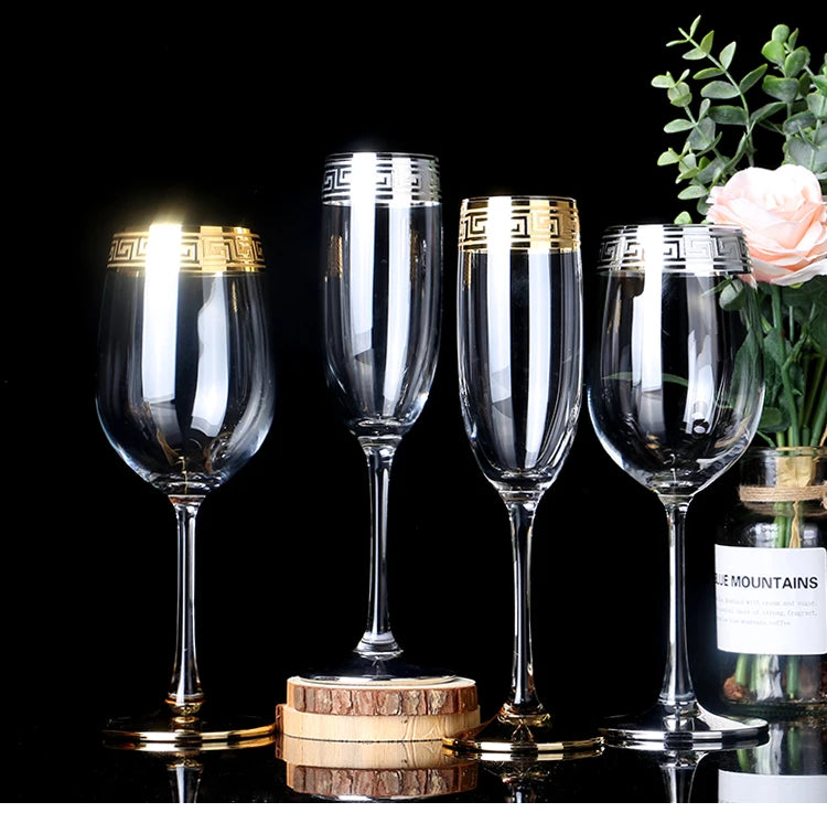 Premium Gold Rim Wine Glass - Elegant Crystal Stemware