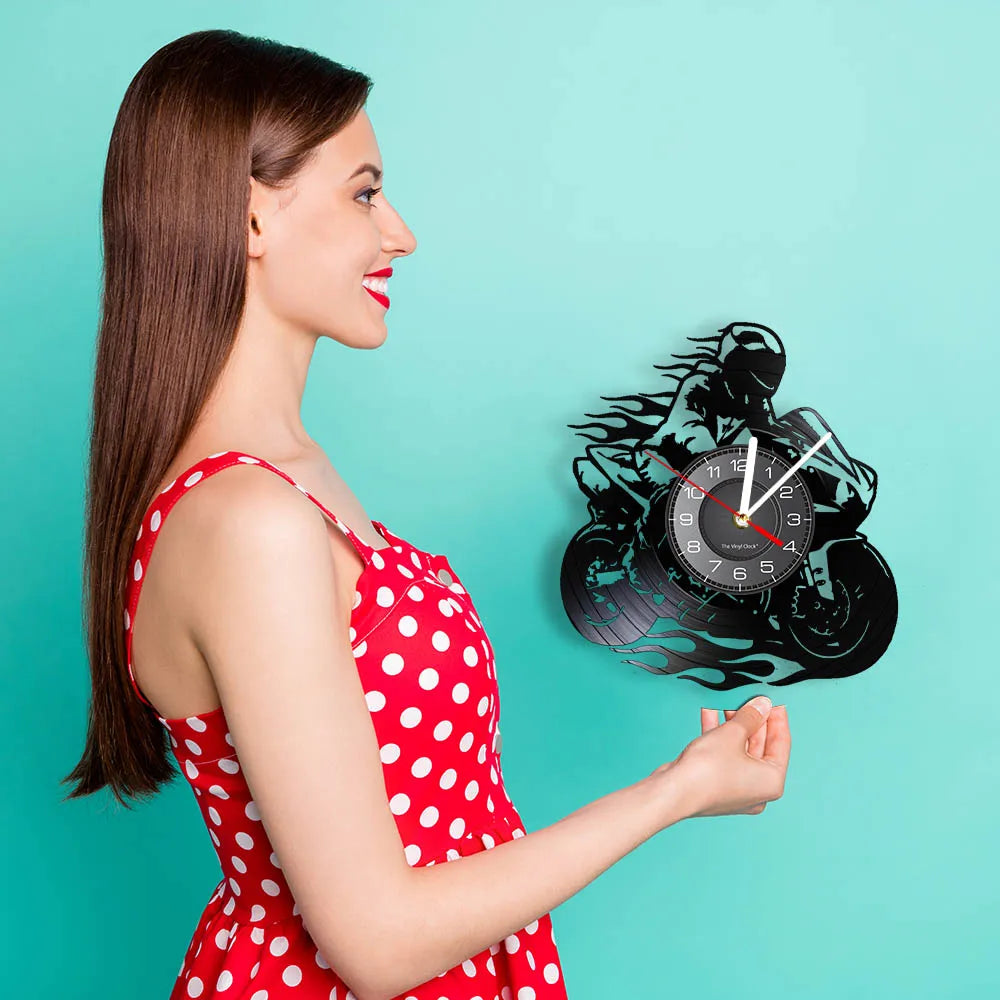 Professional Motorcycle Vinyl Wall Clock - Extreme Freestyle Decor