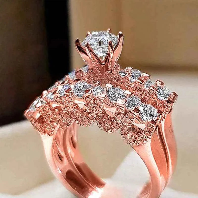 F1641 Women's White Gold Diamond Ring Round Brilliant Cut Natural G Color Engagement Jewelry