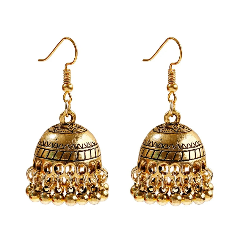 Elegant Indian Jhumka Earrings - Silver Flower Tassel Dangle Design