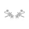 flower stud earrings - white gold plated with round zircon stones on display