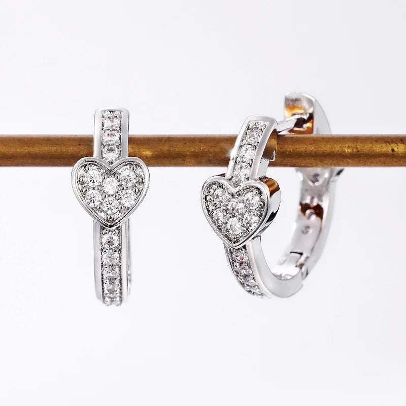 Elegant Rose Gold Heart Earrings - Natural Diamond Studs for Women