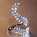 marquise cut diamond ring - elegant leaf-inspired design with sparkling crystals on adjustable band