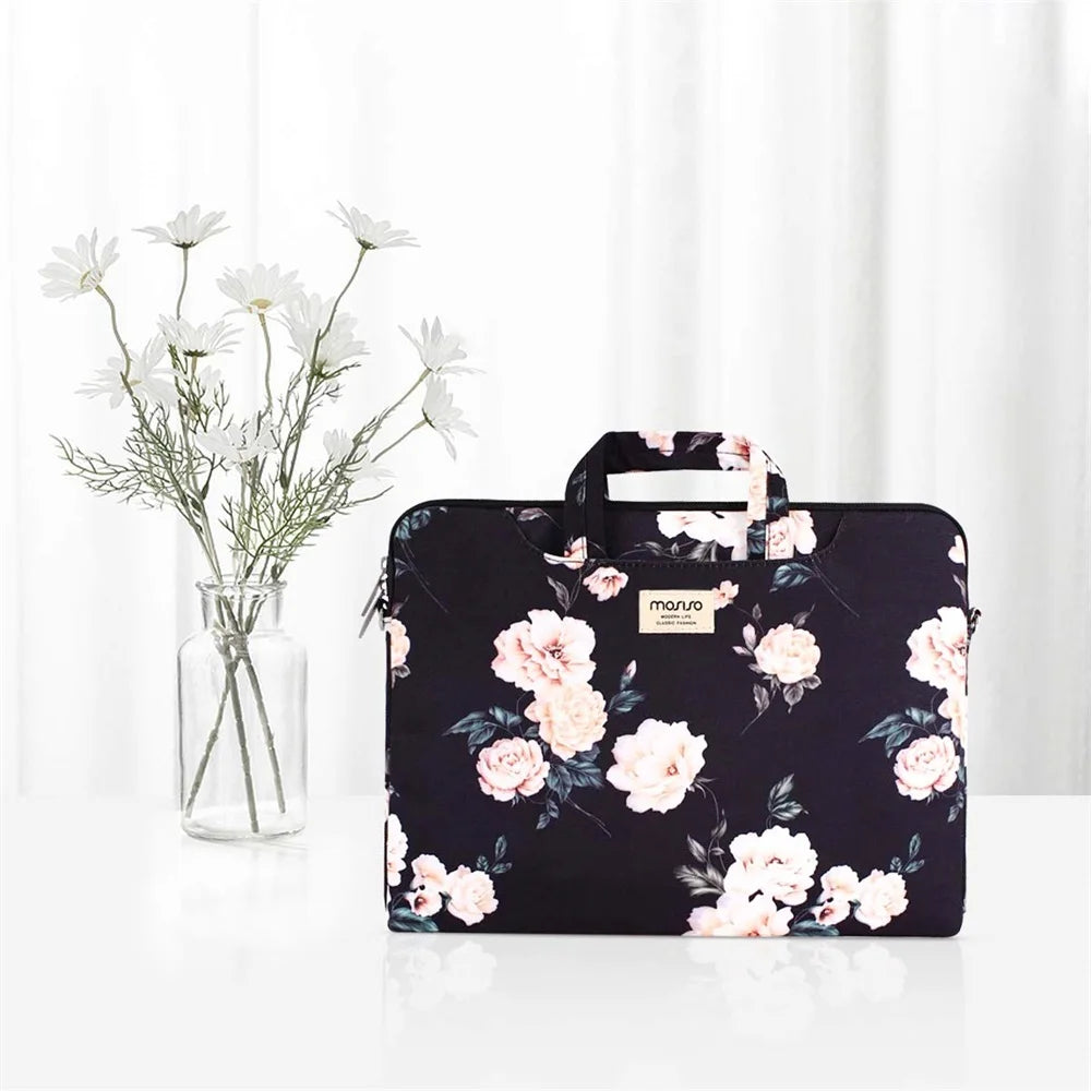 Premium Laptop Shoulder Bag - Water-Resistant Canvas Briefcase
