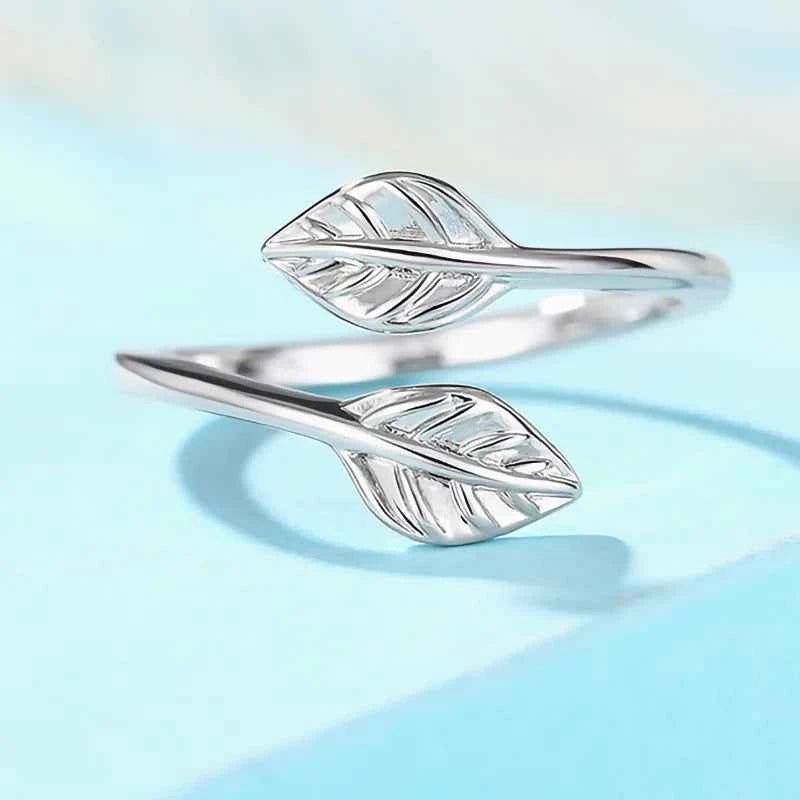 T0172 Leaf Design 925 Silver Plated Ring Classic Unisex Fashion Jewelry Gift For Women Men