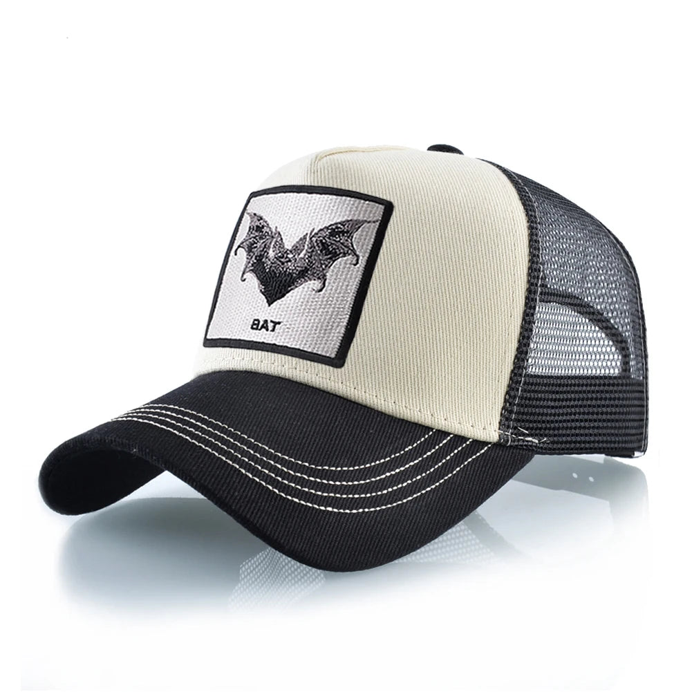 Bat Embroidery Baseball Cap - Premium Snapback Trucker Hat