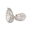 Silver hoop earrings with flower pattern - champagne white finish on 925 sterling silver hoops