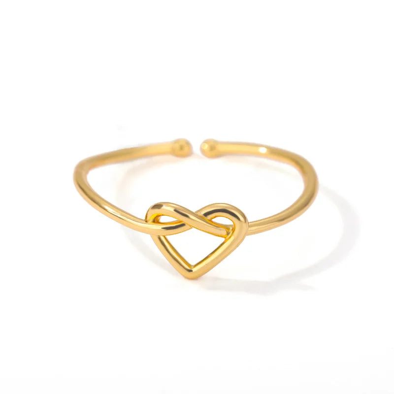 Elegant Stainless Steel Heart Ring - Gold Wedding Jewelry