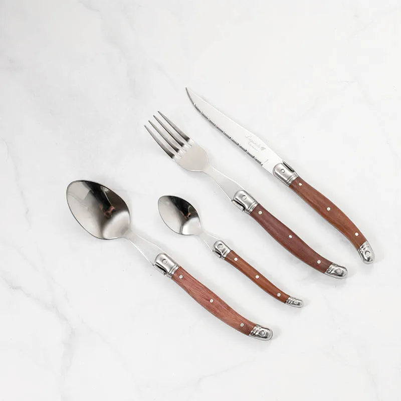 Luxury Laguiole Cutlery Set - Rose Wood Handle Dinnerware
