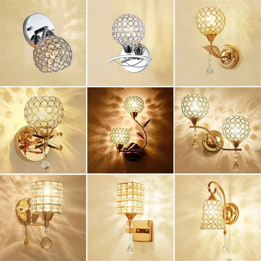 Luxury Crystal Bedside Wall Light Fixture - Elegant Home Decor