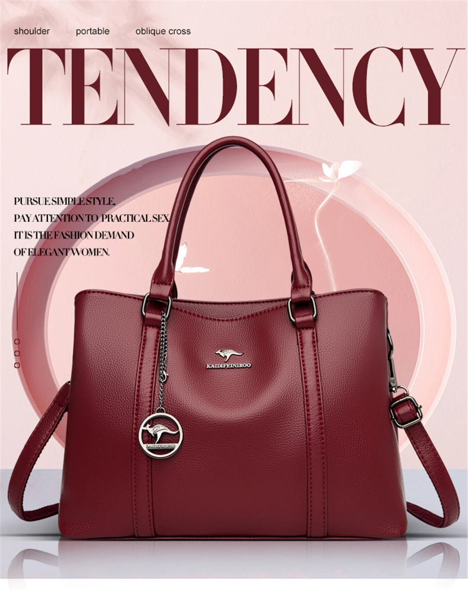 Luxury Leather Shoulder Bag - Elegant Crossbody Tote