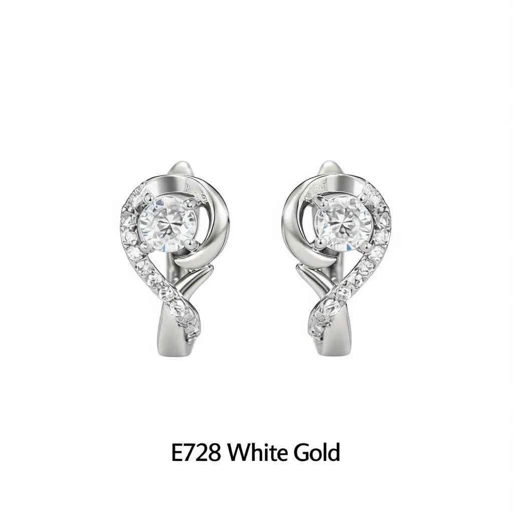 Round brilliant diamond earrings - white gold with sparkling natural diamonds for weddings