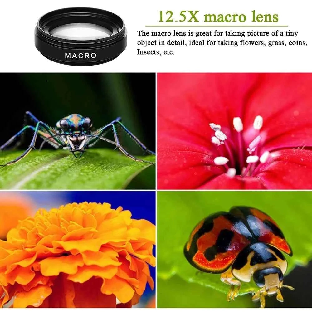 Universal Mobile Phone Lens - 0.45X Wide Angle & 12.5X Macro HD