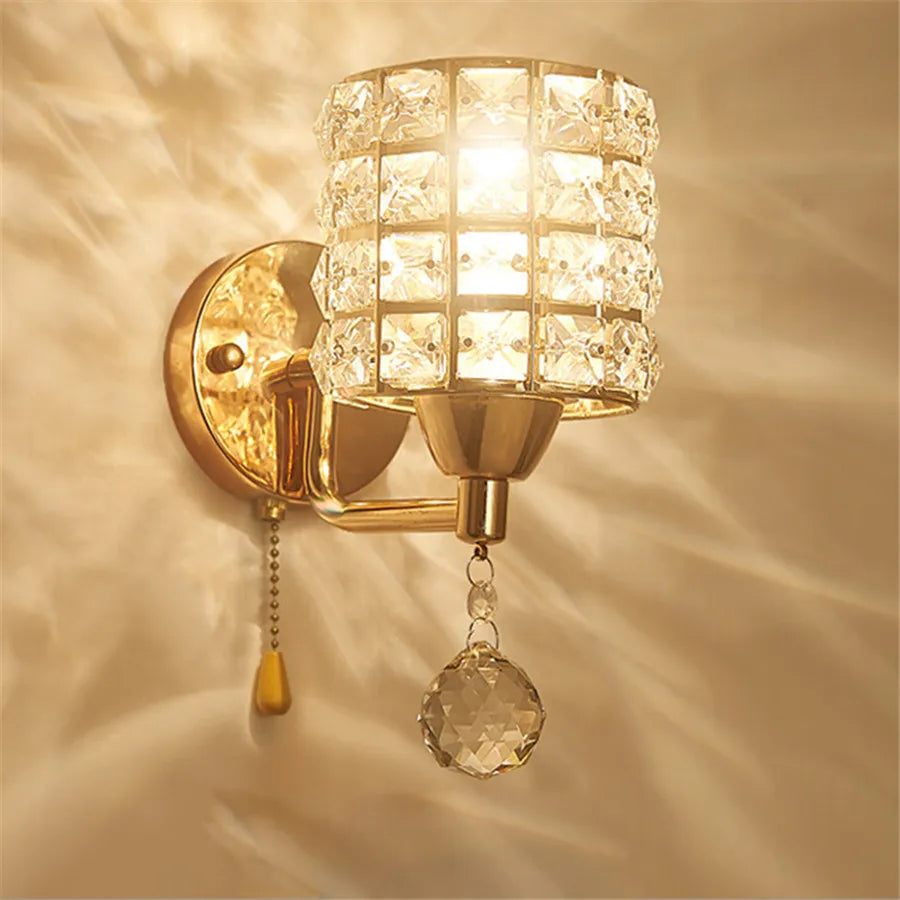 Luxury Crystal Bedside Wall Light Fixture - Elegant Home Decor
