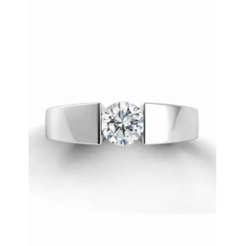 F284 Women's White Gold Diamond Ring Round Brilliant Cut Natural D Color Classic Engagement Style