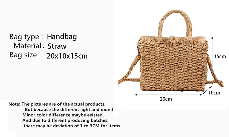 Elegant Straw Beach Bag - Handmade Bohemian Tote