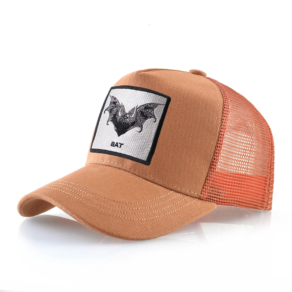 Bat Embroidery Baseball Cap - Premium Snapback Trucker Hat